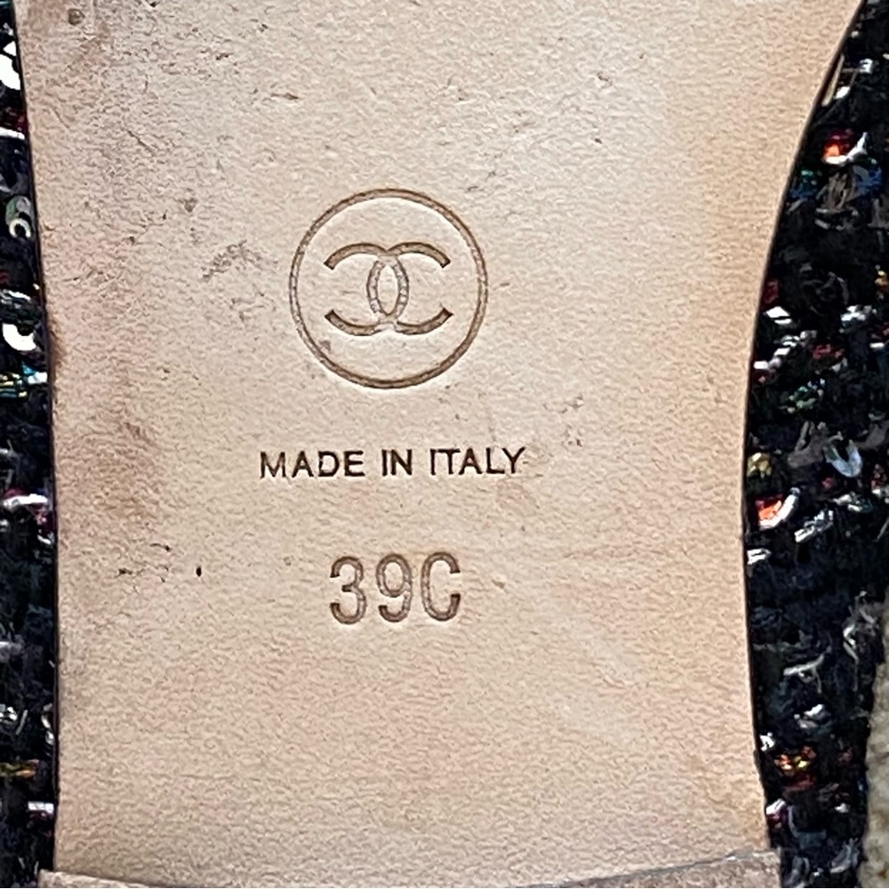 CHANEL 🖤 Boucle with Sequin Flats EU 39c - Picture 15 of 16